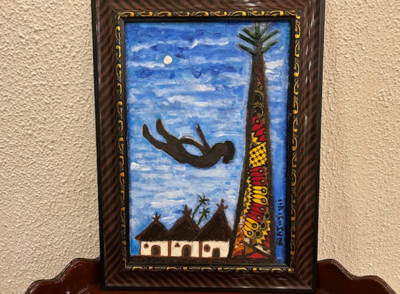 The Fall — painting by Elijah Snoz, collected by U.S. Ambassador Richard M. Mills Jr. at Nike Art Gallery